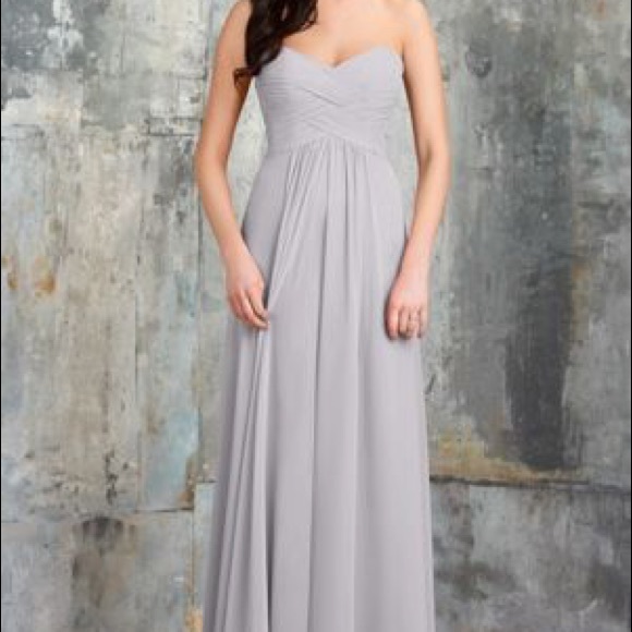 Gray/ Silver Bari Jay Bridesmaid Dress - Picture 4 of 7